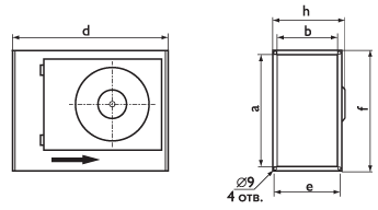 Канальные промышленные вентиляторы для прямоугольных каналов Ostberg RKB 1000x500 B3 EC - технический рисунок