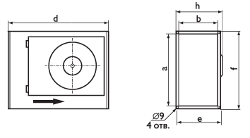 Канальные промышленные вентиляторы для прямоугольных каналов Ostberg RKB 400x200 B1 - технический рисунок