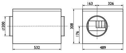 Канальные промышленные вентиляторы в звукоизолированном корпусе Ostberg IRE 200 B1 - технический рисунок