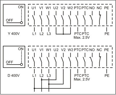 Высокотемпературные крышные вентиляторы Systemair DVV 630D4-XL/120°C - схема подключения