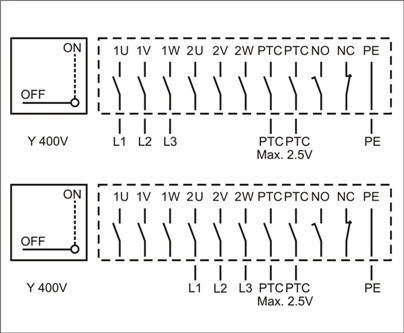 Высокотемпературные крышные вентиляторы Systemair DVV 800D4-6-XS/120°C - схема подключения